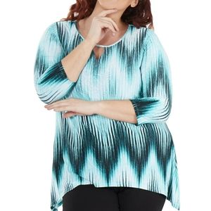 Notations Chevron Embroidered Stretch Blouse